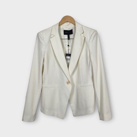 NWT BCBGMaxAzria Fay Single Button Tuxedo Style Jacket Gardenia Off White Large - Picture 2 of 9